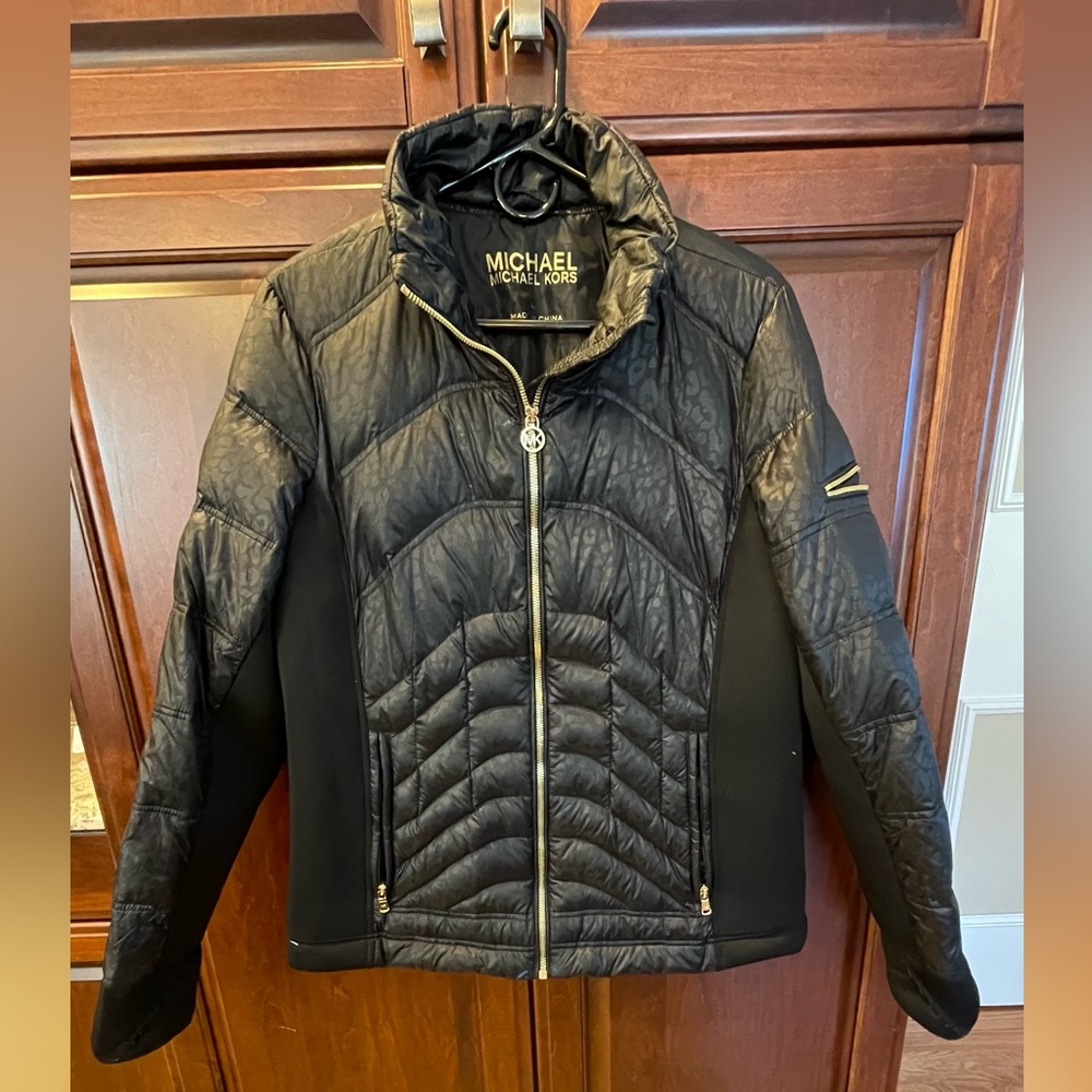 Michael Kors Black Cheetah Puffer Jacket